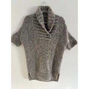 Theory Wool Sweater Womens Petite Gray Short Sleeve Chunky Cashmere Y2K Preppy‎